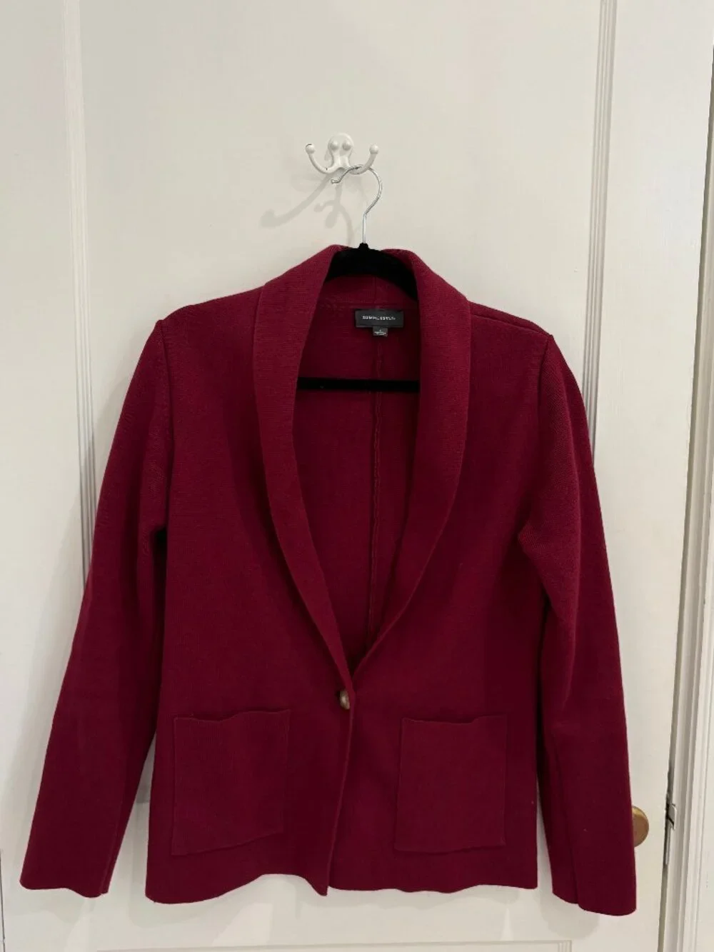 Summersalt Women's Dark Red Sweater Blazer in Organic Cotton Blend, Size S, EUC